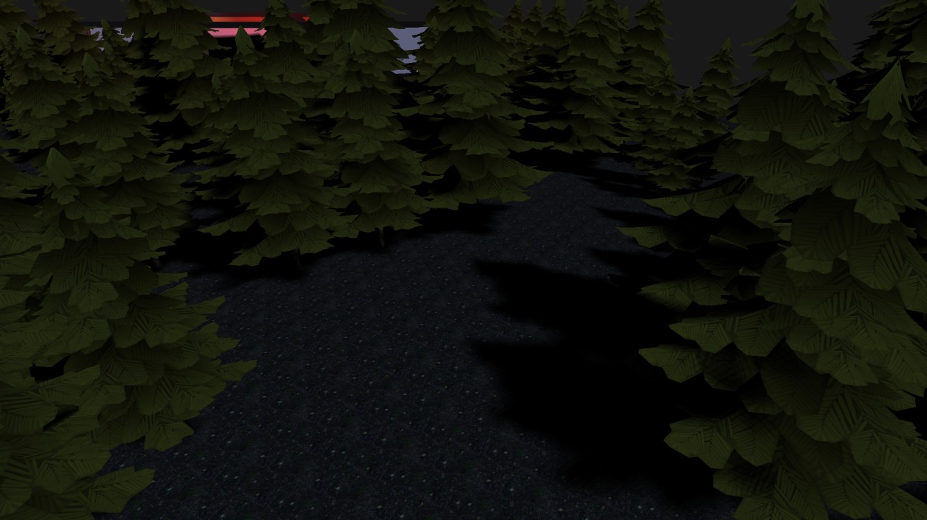 A scene rendered with lighting and shadows in the OpenGL renderer.